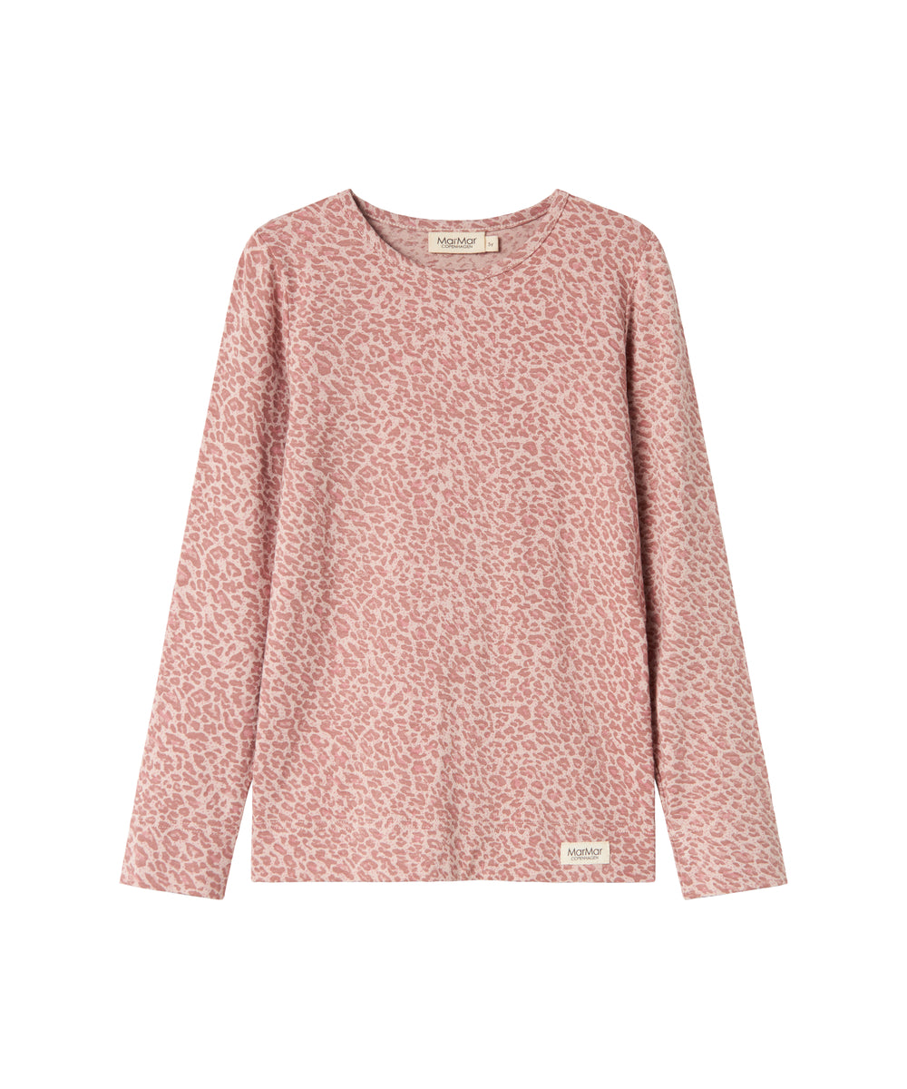 Lyserød leopardmønstret t-shirt med lange ærmer til børn