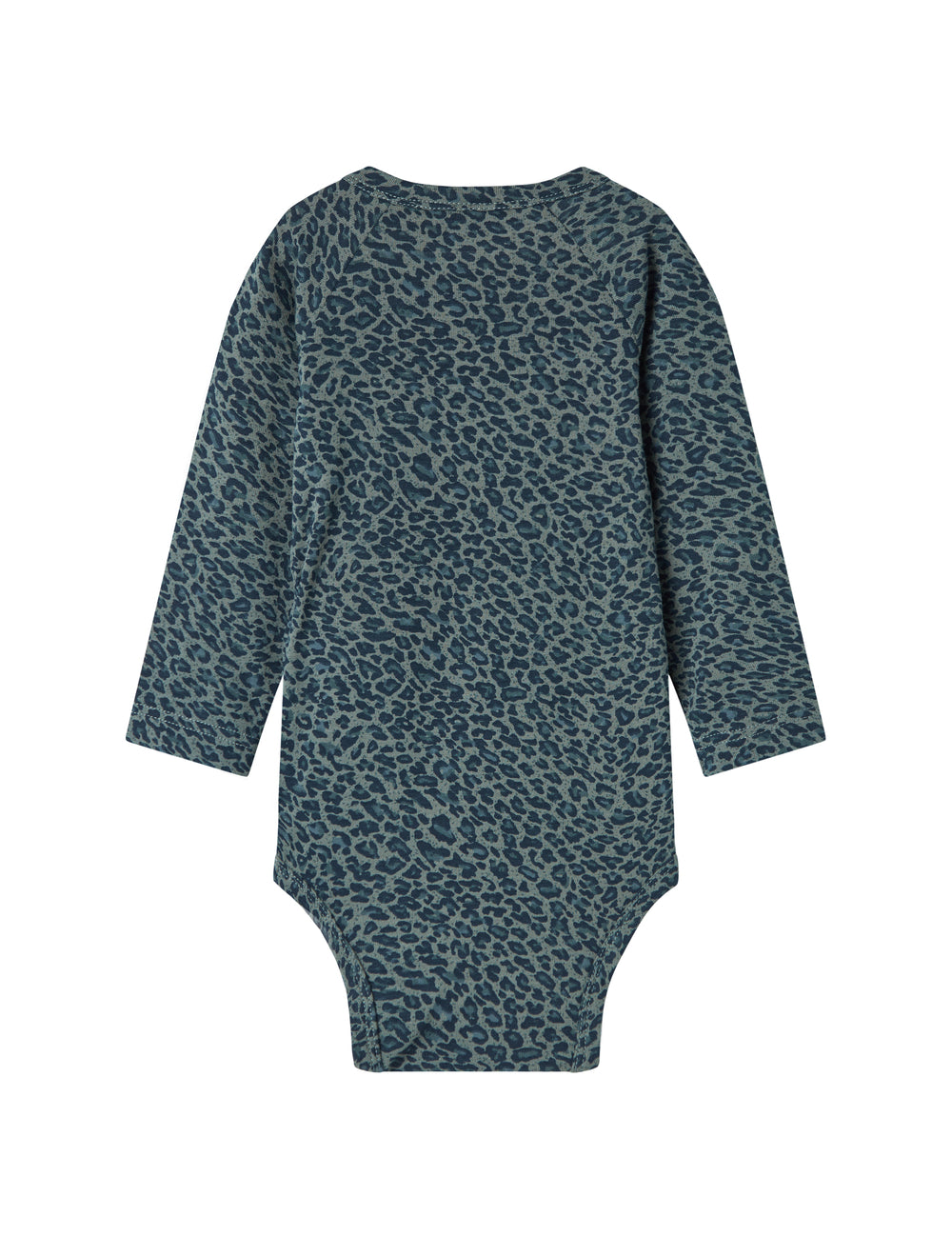 Grøn leopardmønstret babybody med lange ærmer