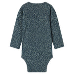 Grøn leopardmønstret babybody med lange ærmer