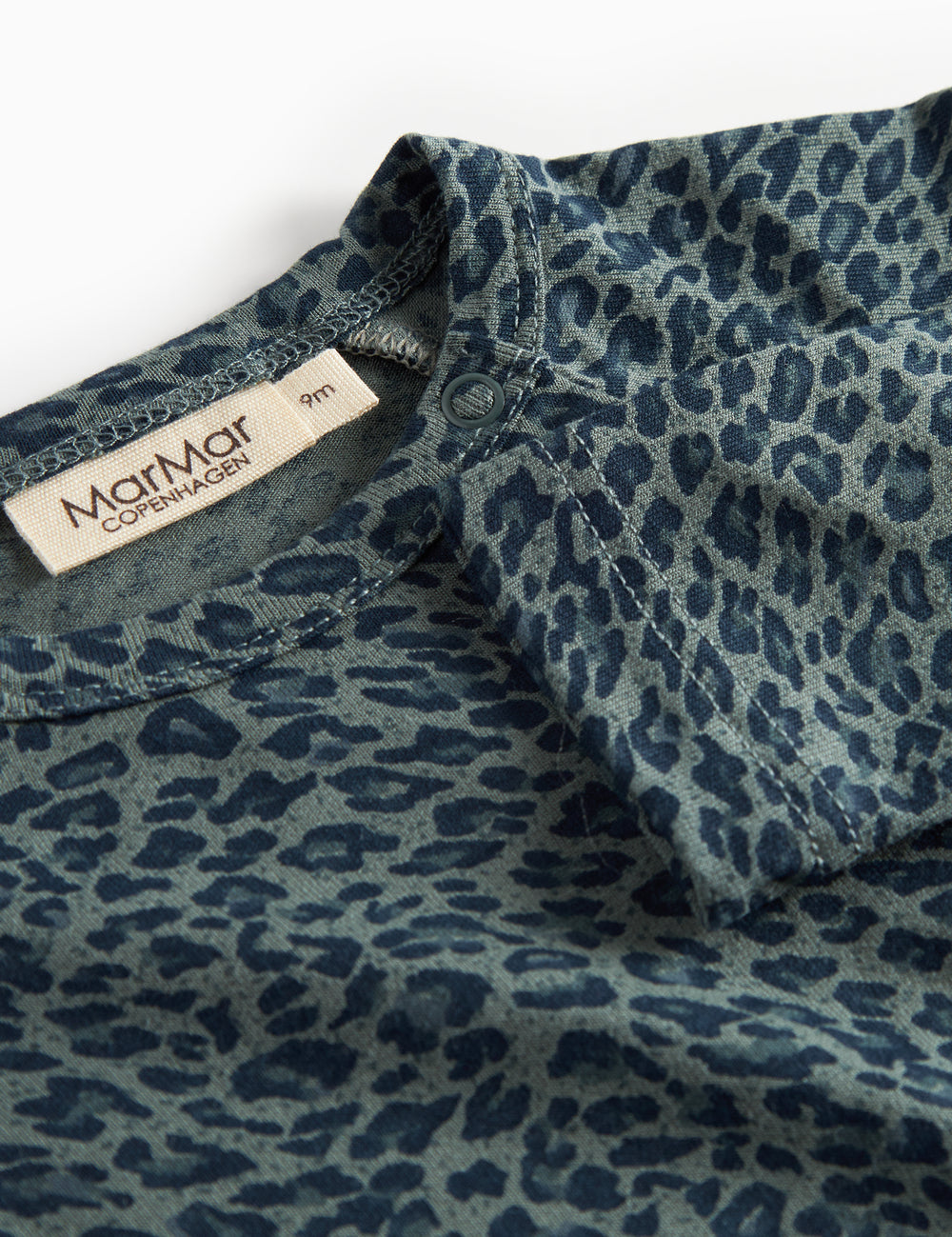 Green leopard print baby bodysuit with long sleeves