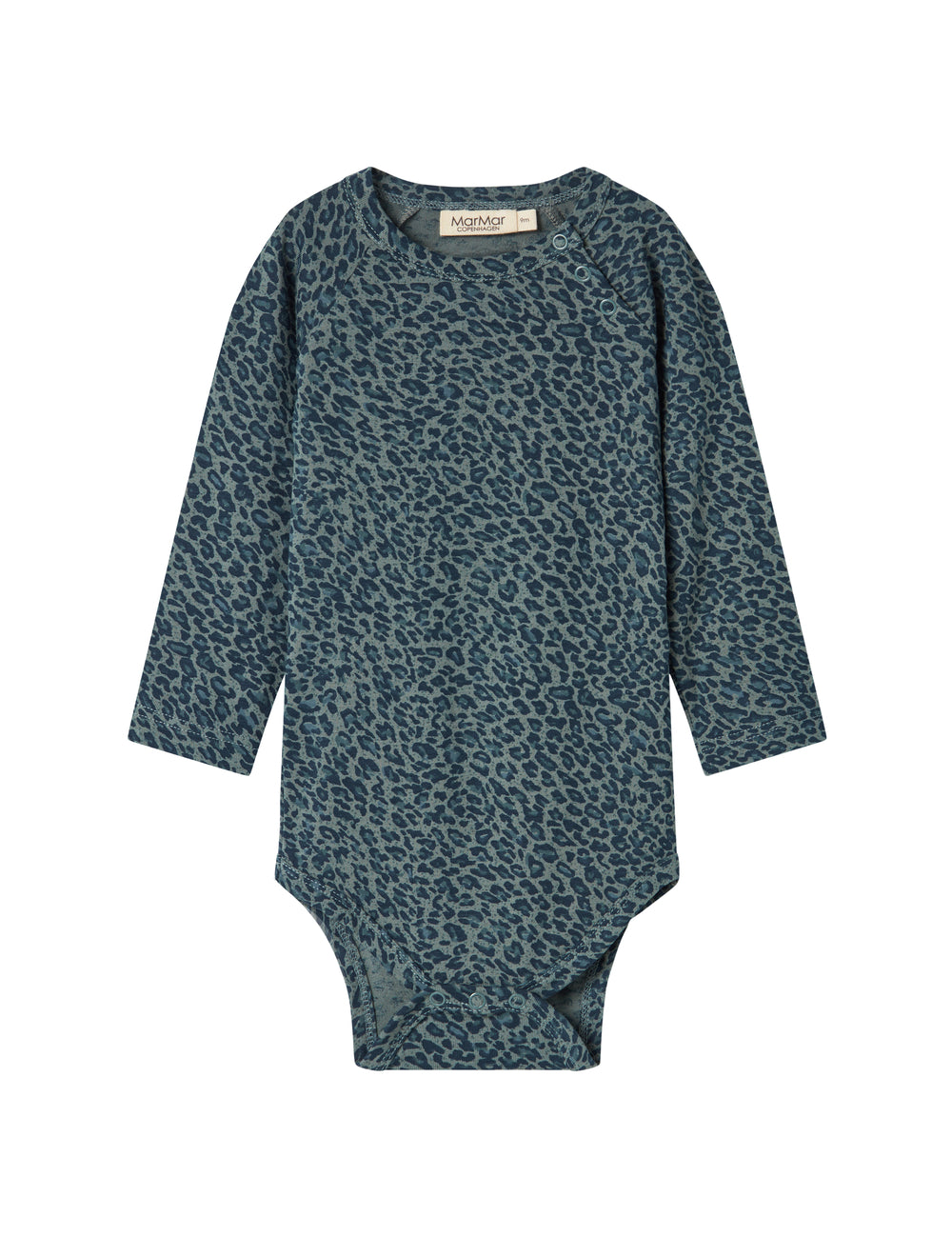 Green leopard print baby bodysuit with long sleeves
