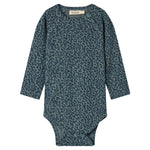 Grøn leopardmønstret babybody med lange ærmer