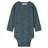 Grøn leopardmønstret babybody med lange ærmer