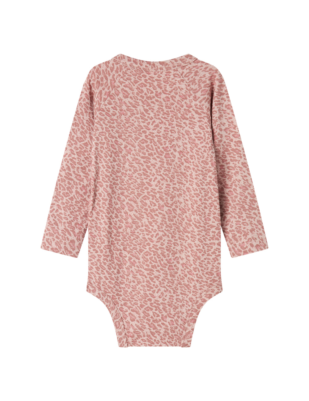 Lyserød leopardmønstret babybody med lange ærmer