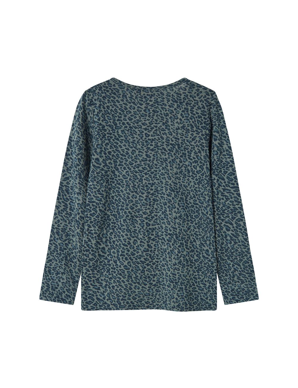Grøn leopardmønstret bluse med lange ærmer og flæser til børn