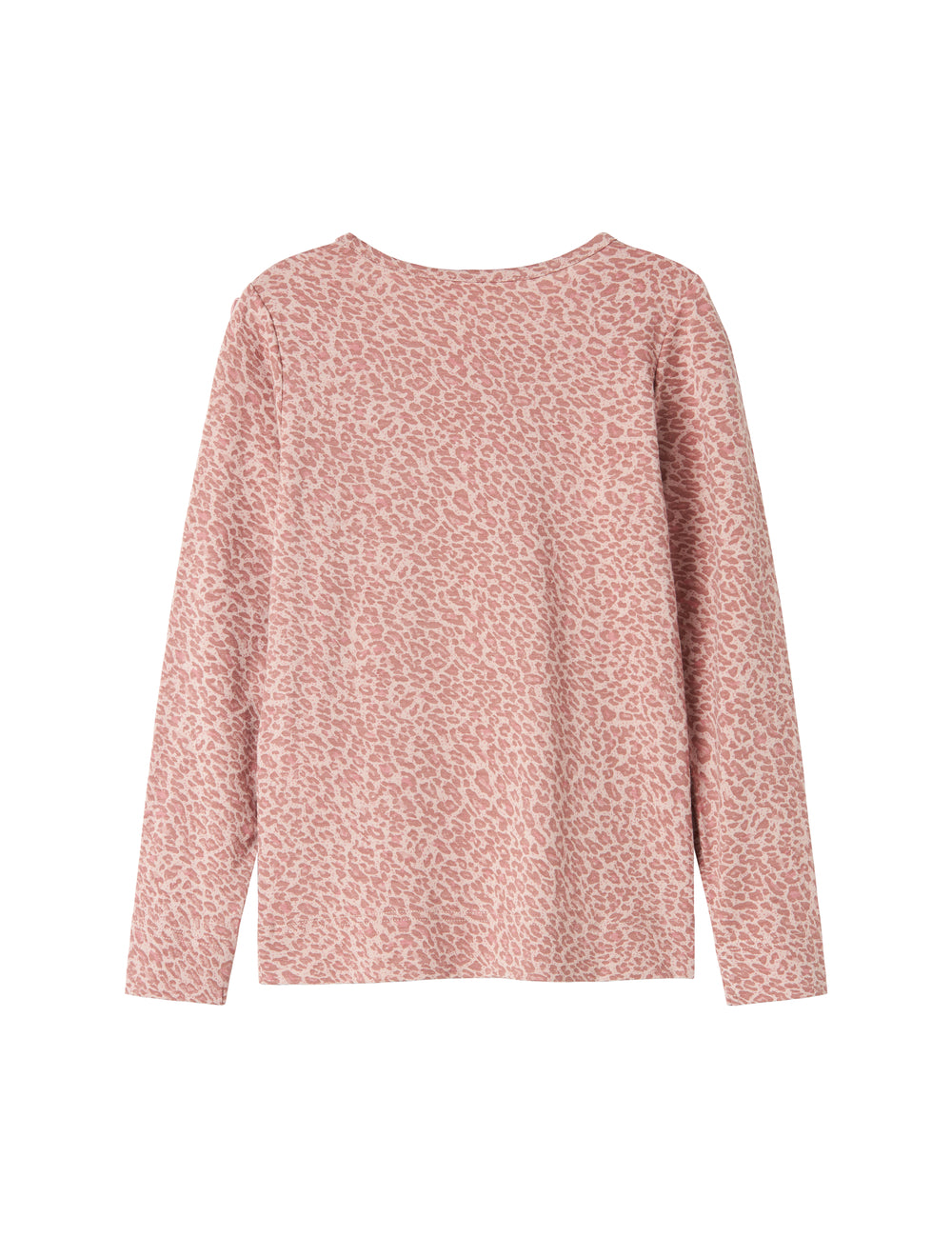 Lyserød leopardmønstret bluse med lange ærmer og flæser til børn