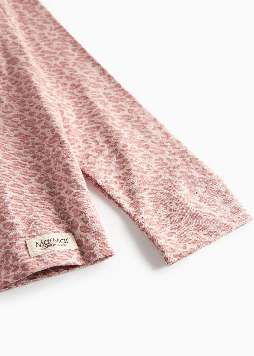 Lyserød leopardmønstret bluse med lange ærmer og flæser til børn