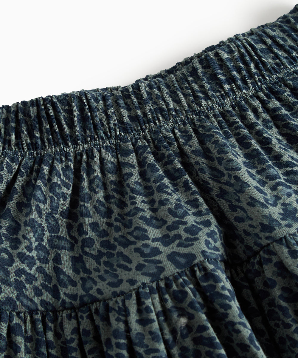 Mørkegrøn leopardmønstret nederdel til børn