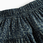 Mørkegrøn leopardmønstret nederdel til børn