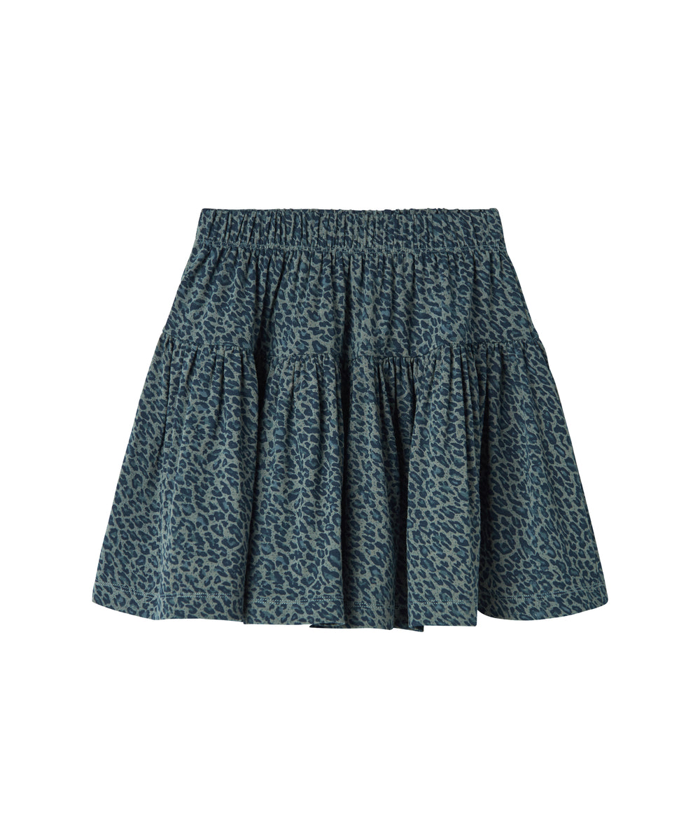 Mørkegrøn leopardmønstret nederdel til børn