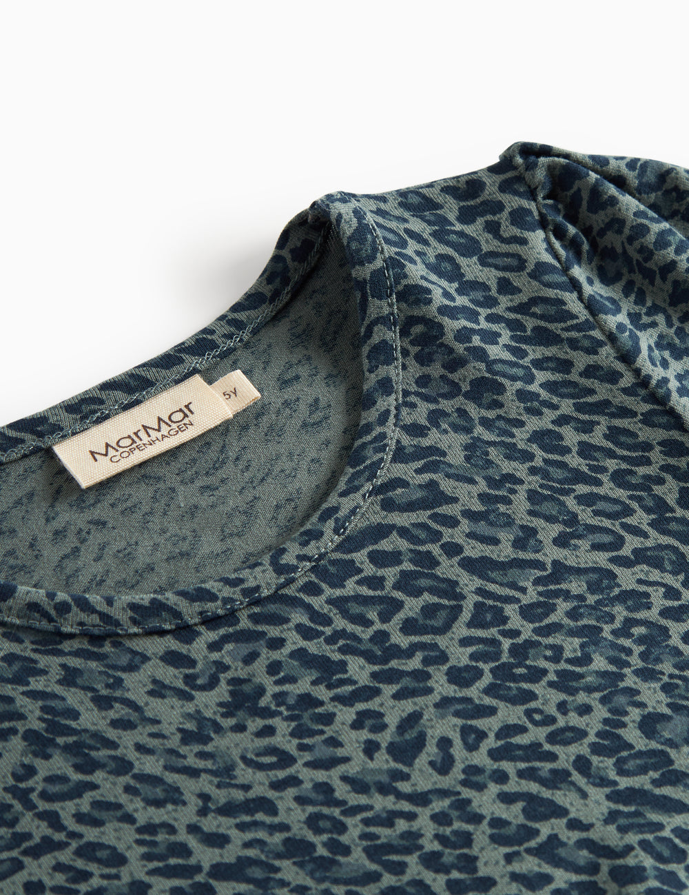 Grøn leopardmønstret kjole med lange ærmer til børn