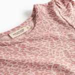 Lyserød leopardmønstret kjole med lange ærmer til børn