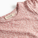 Lyserød leopardmønstret kjole med lange ærmer til børn