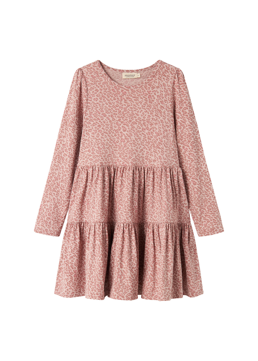 Lyserød leopardmønstret kjole med lange ærmer til børn