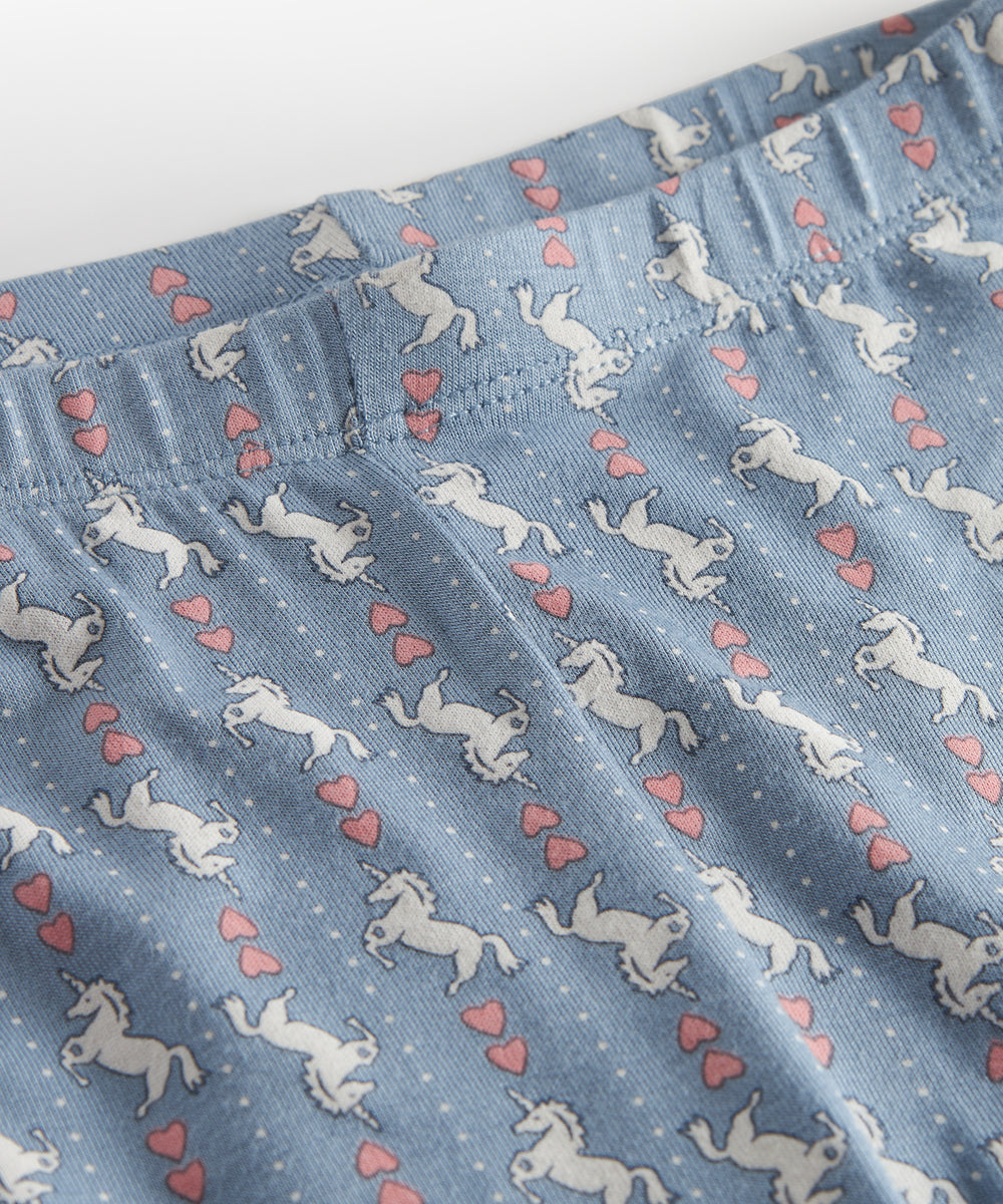 Blå leggings til børn med enhjørningemønster