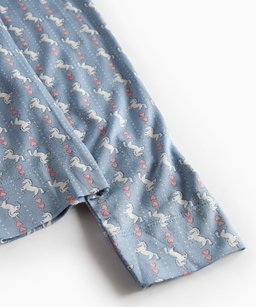 Blå leggings til børn med enhjørningemønster