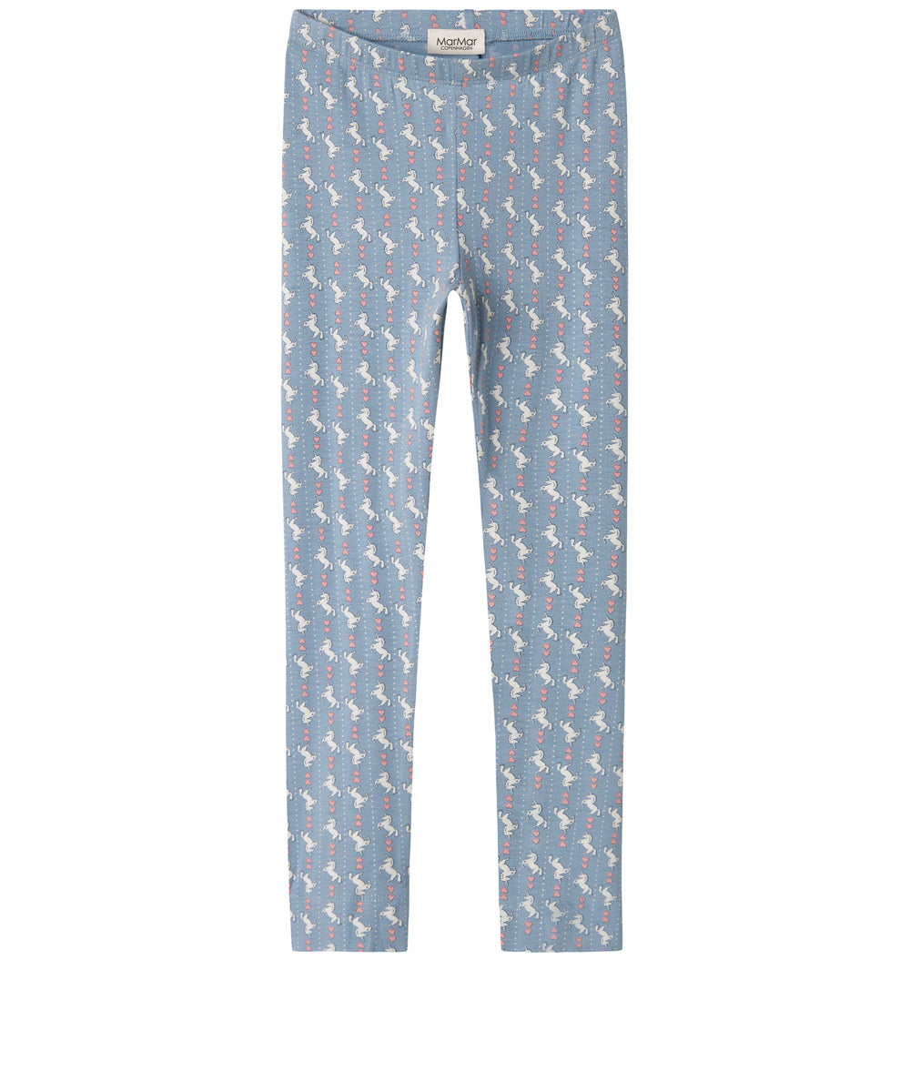 Blå leggings til børn med enhjørningemønster