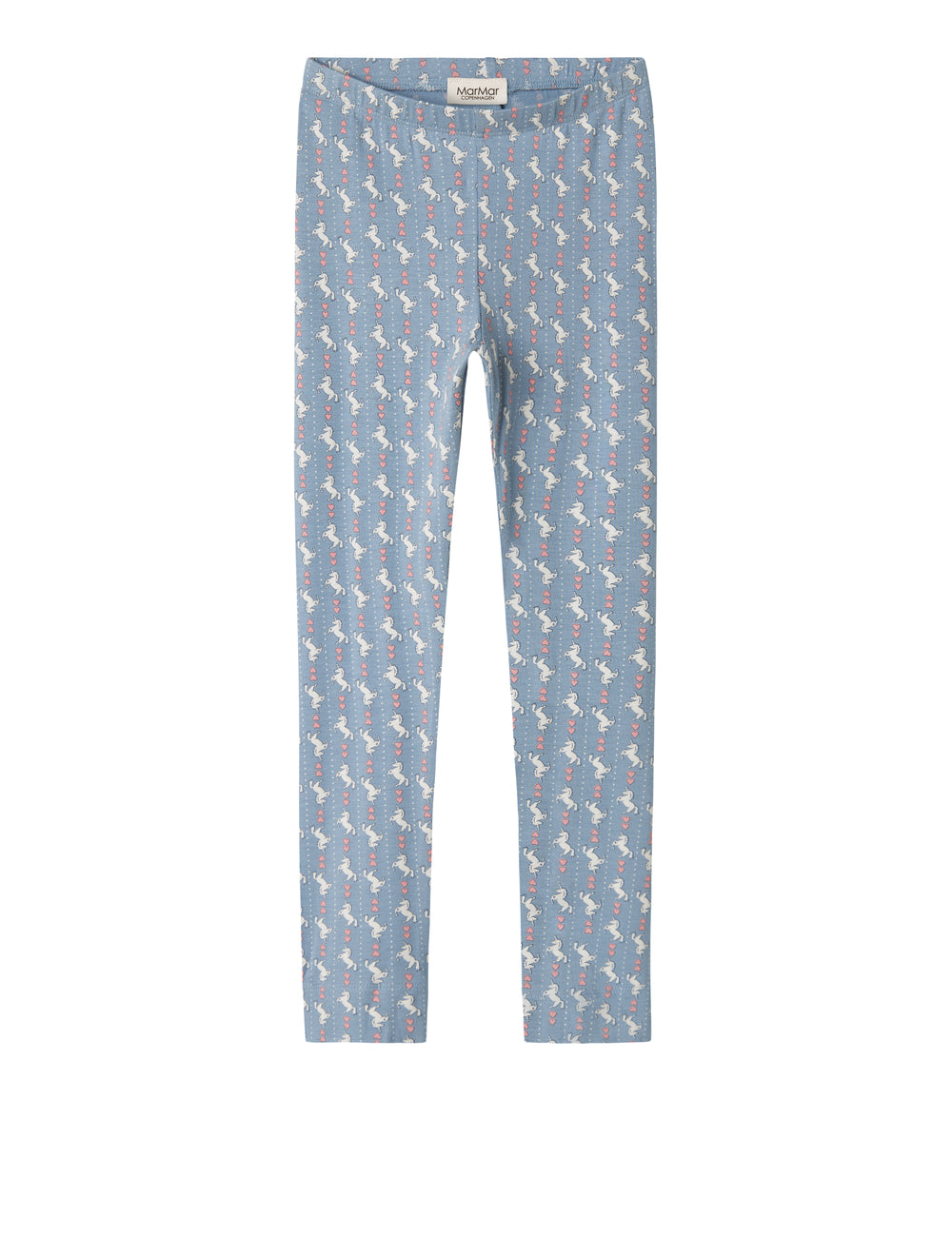 Blå leggings til børn med enhjørningemønster