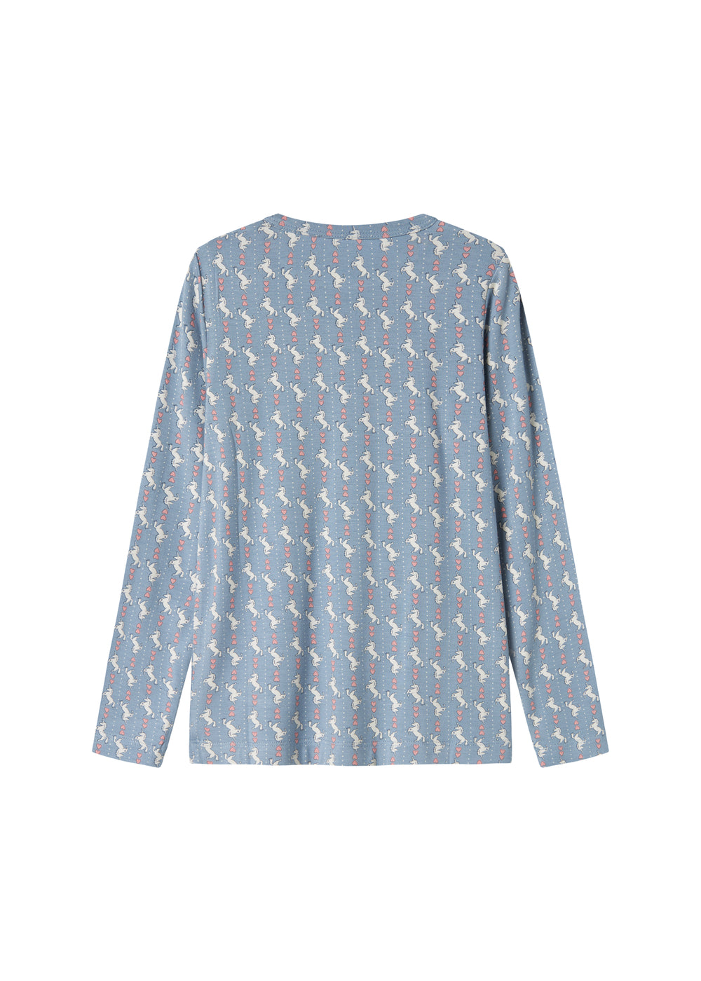 Blå langærmet bluse til børn med enhjørningemønster