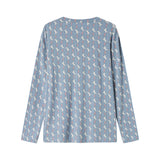 Blå langærmet bluse til børn med enhjørningemønster