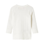 Hvid pointelle slå-om bluse til baby med lange ærmer
