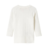 Hvid pointelle slå-om bluse til baby med lange ærmer