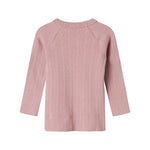 Rosa pointelle slå-om bluse til baby med lange ærmer og bindebånd