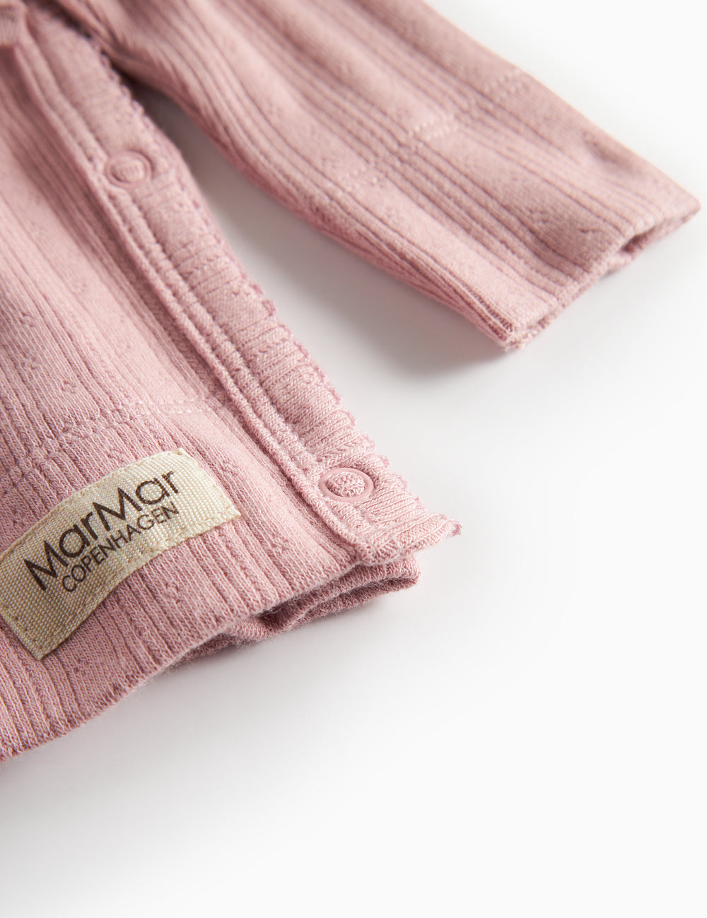 Pink pointelle wrap blouse for baby with long sleeves and ties