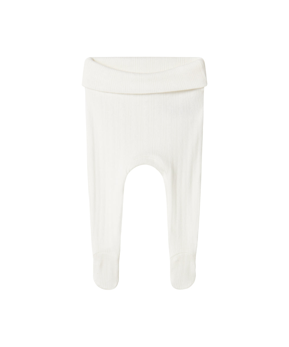 Hvide pointelle bukser med fødder til baby