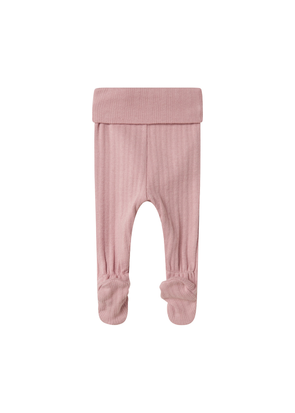 Rosa pointelle bukser til baby med fødder