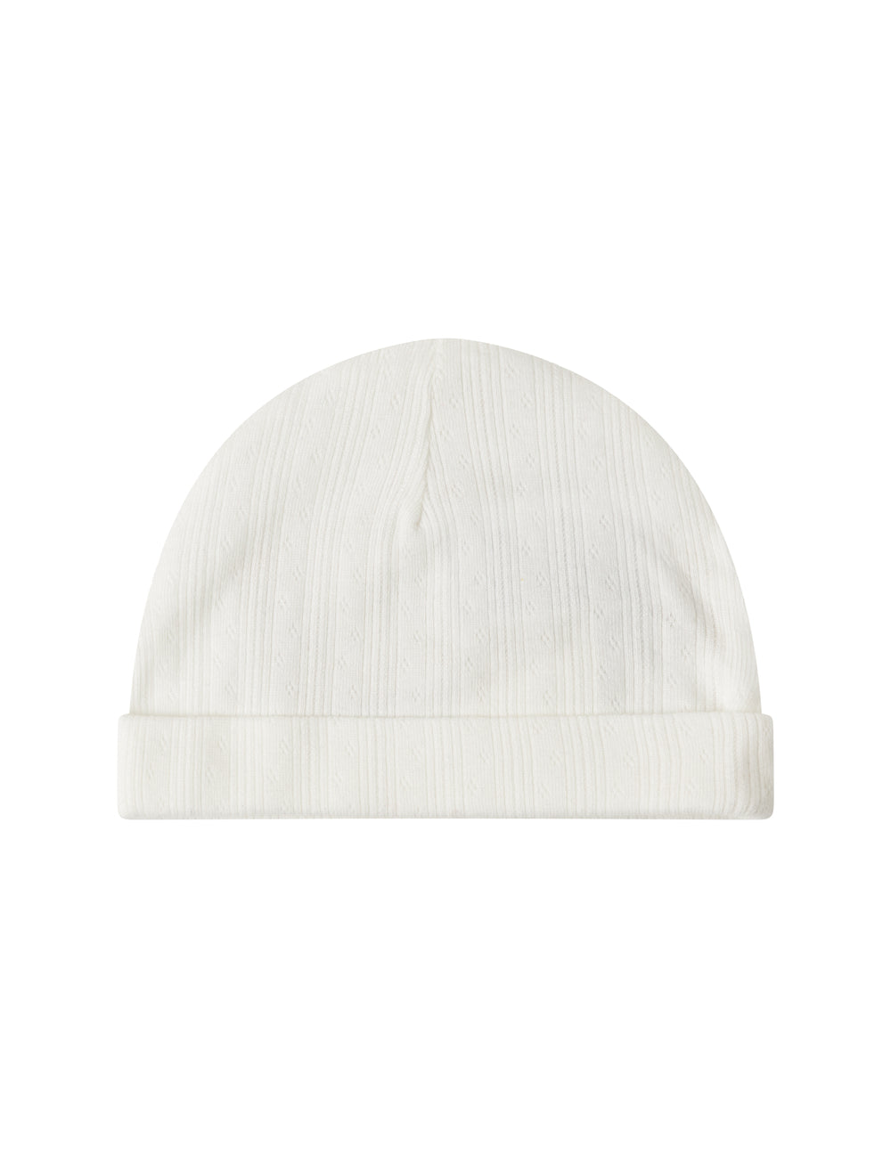 Hvid pointelle hue til baby