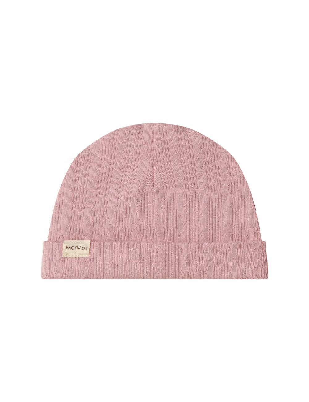 Pink pointelle baby hat