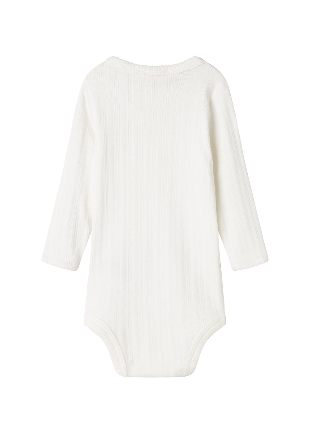 Hvid pointelle body til børn med lange ærmer
