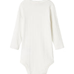Hvid pointelle body til børn med lange ærmer