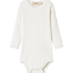 Hvid pointelle body til børn med lange ærmer