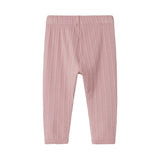 Rosa pointelle bukser til børn med bindebånd og ribkanter