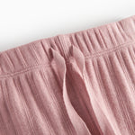 Rosa pointelle bukser til børn med bindebånd og ribkanter