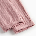 Rosa pointelle bukser til børn med bindebånd og ribkanter