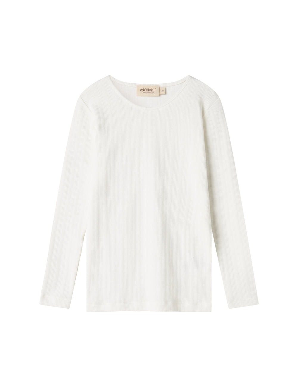 Hvid pointelle bluse til børn med lange ærmer