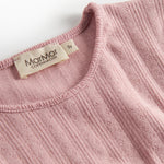 Rosa pointelle bluse til børn med lange ærmer