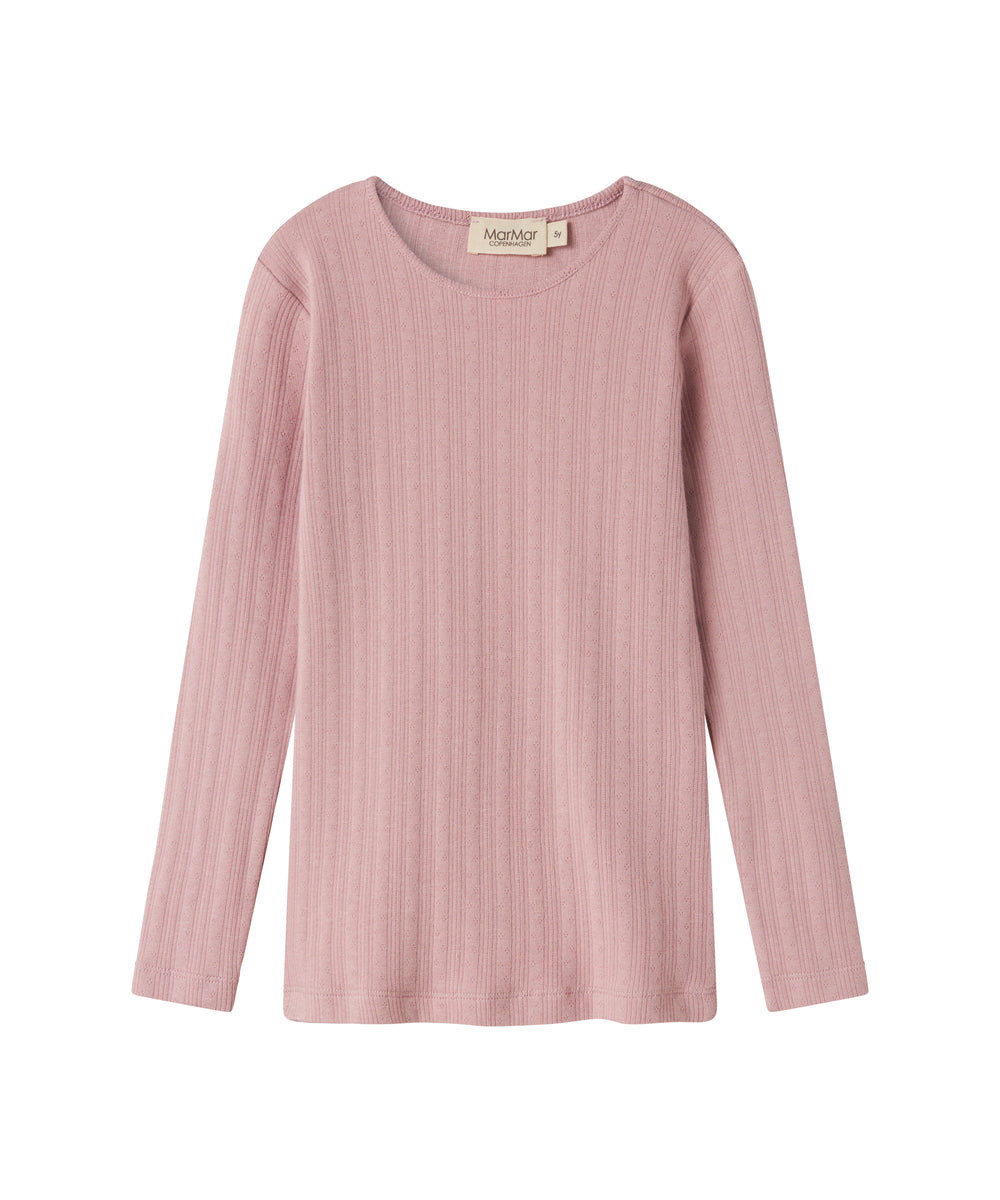 Rosa pointelle bluse til børn med lange ærmer