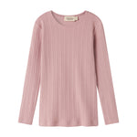 Rosa pointelle bluse til børn med lange ærmer