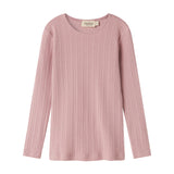 Rosa pointelle bluse til børn med lange ærmer