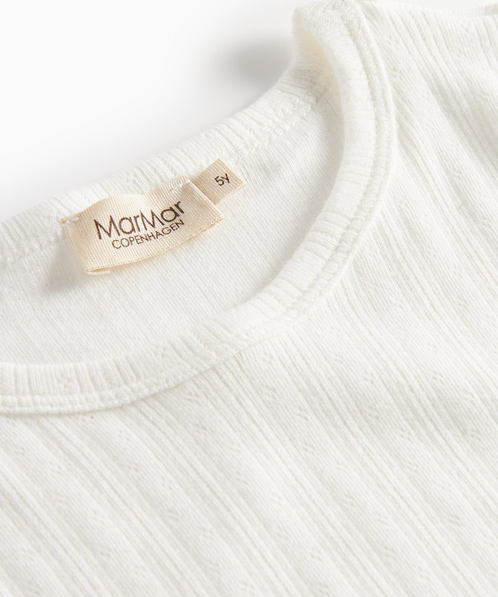 Hvidt pointelle nattøjssæt til børn med langærmet bluse