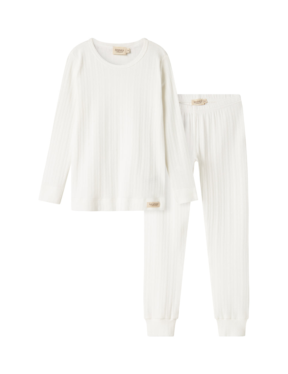 White pointelle nightwear set for children with long-sleeved blouse
