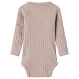 Beige pointelle slå-om body med lange ærmer til baby