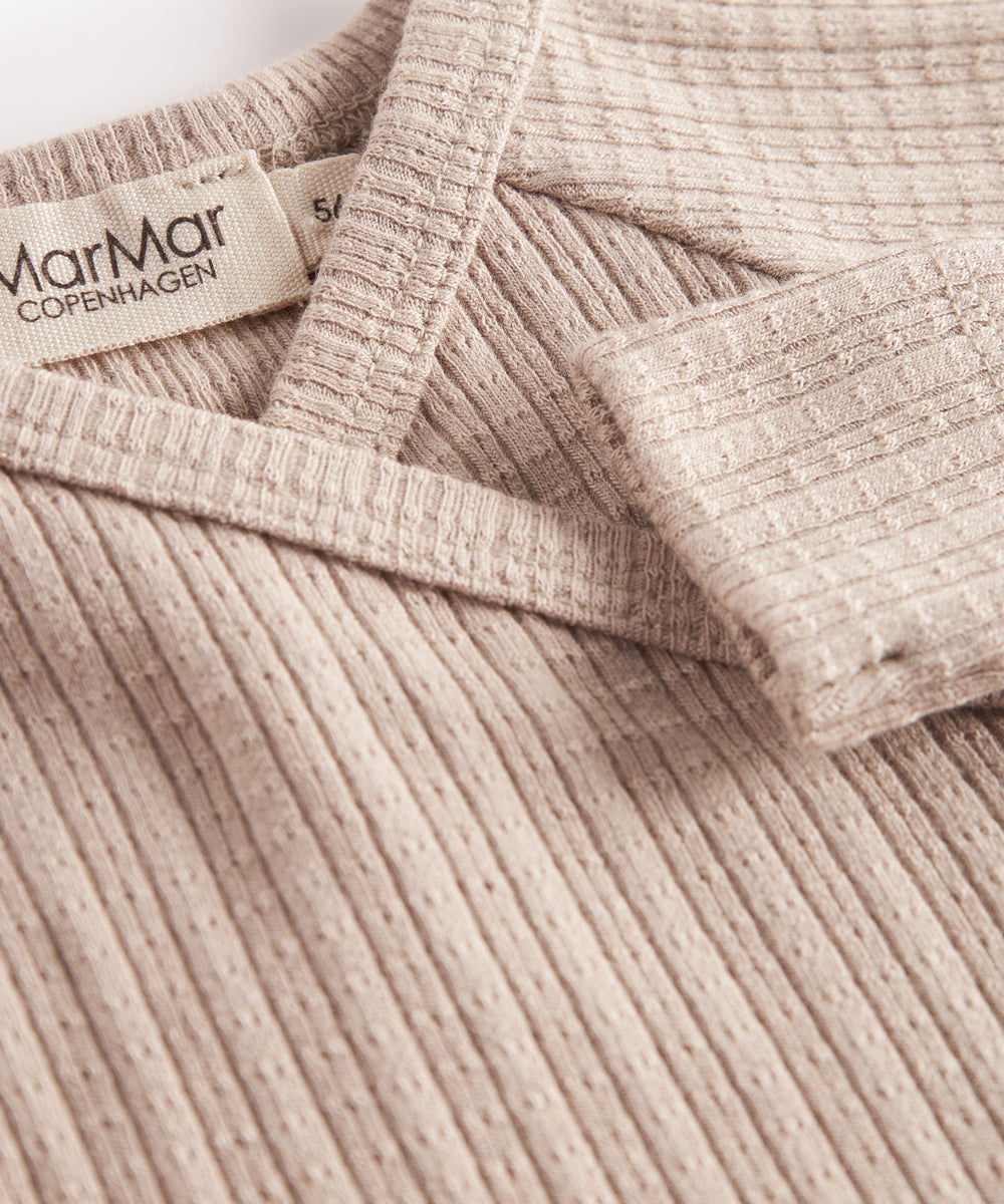 Beige pointelle slå-om body med lange ærmer til baby