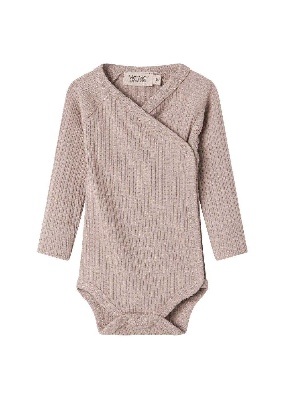 Beige pointelle slå-om body med lange ærmer til baby