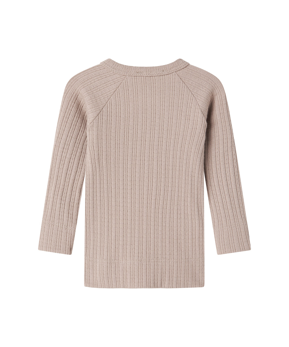 Beige pointelle slå-om bluse med lange ærmer til baby