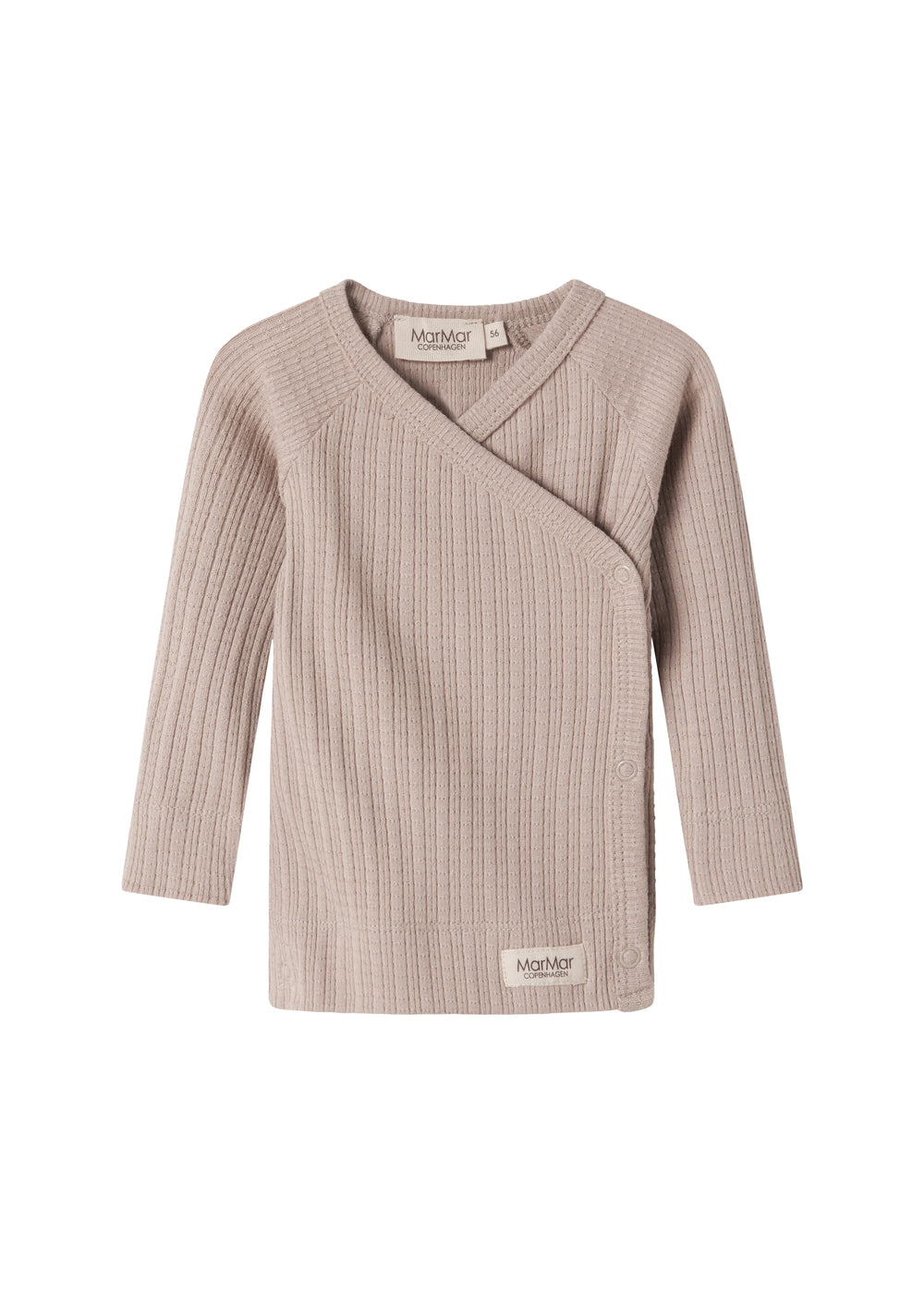 Beige pointelle slå-om bluse med lange ærmer til baby